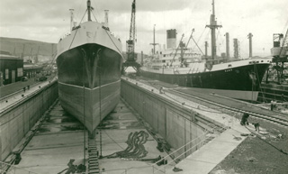 Blue Funnel ship Ajax in Palmers Dry Dock